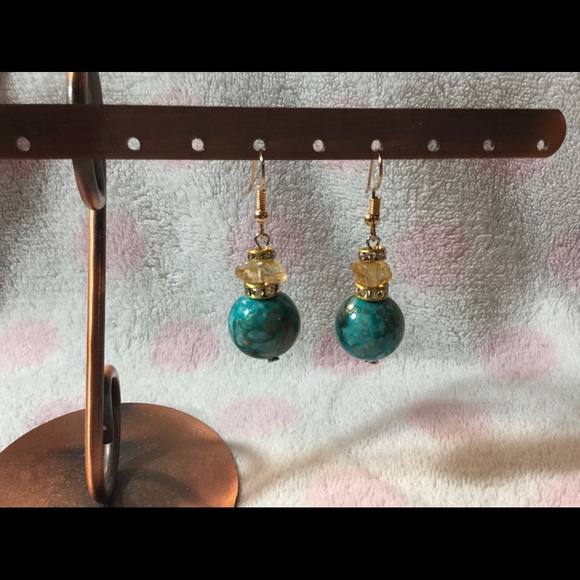 SOLD! Citrine World Crystal Dangle Earrings - Picture 2 of 8